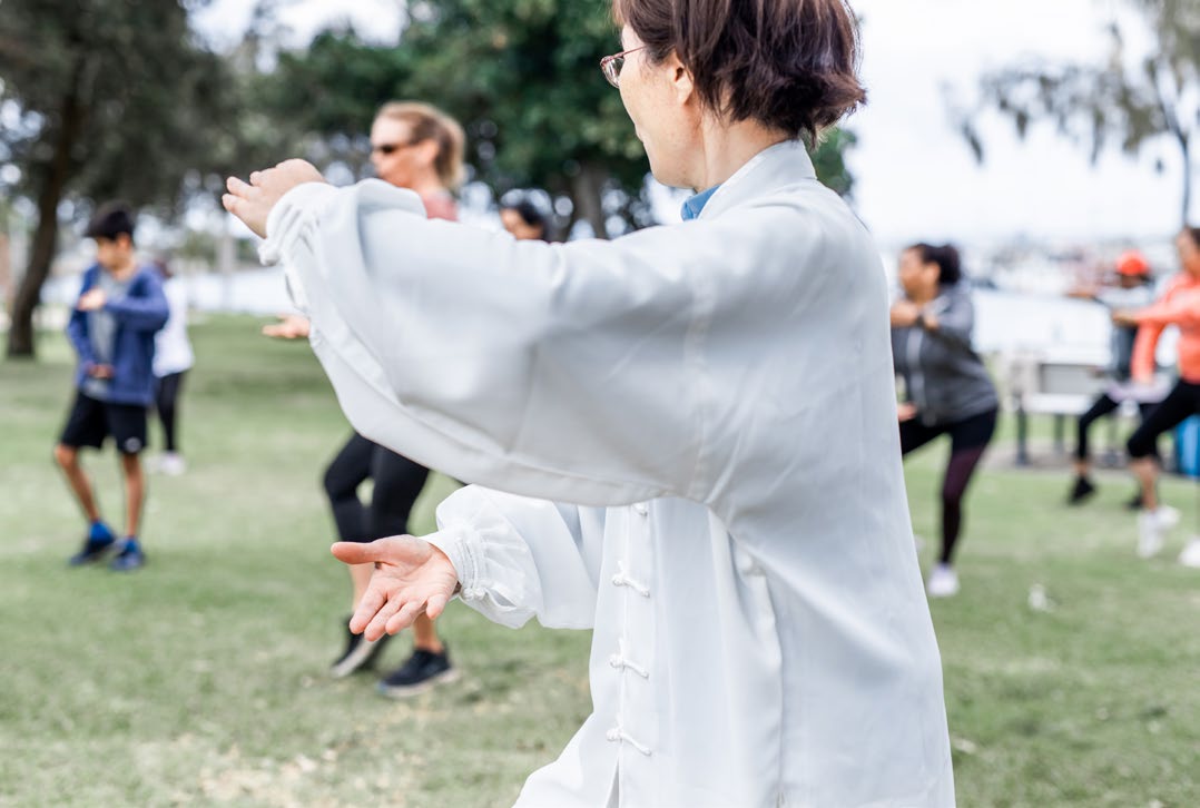 A group of people participating in exercise together